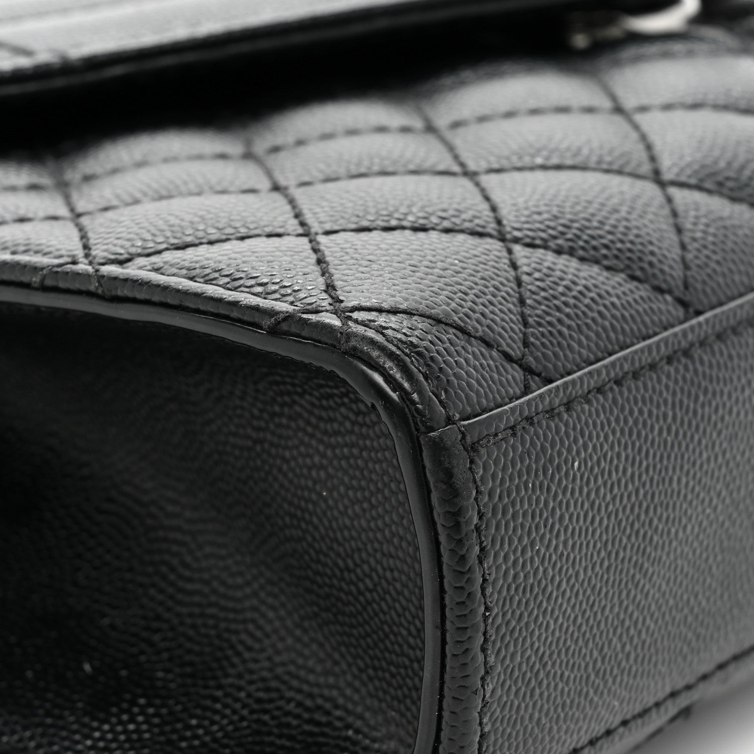 Saint Laurent Grain De Poudre Textured Mixed Matelasse Triquilt Medium Monogram Monochrome Satchel Black 13 of 15