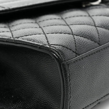 Saint Laurent Grain De Poudre Textured Mixed Matelasse Triquilt Medium Monogram Monochrome Satchel Black 13 of 15