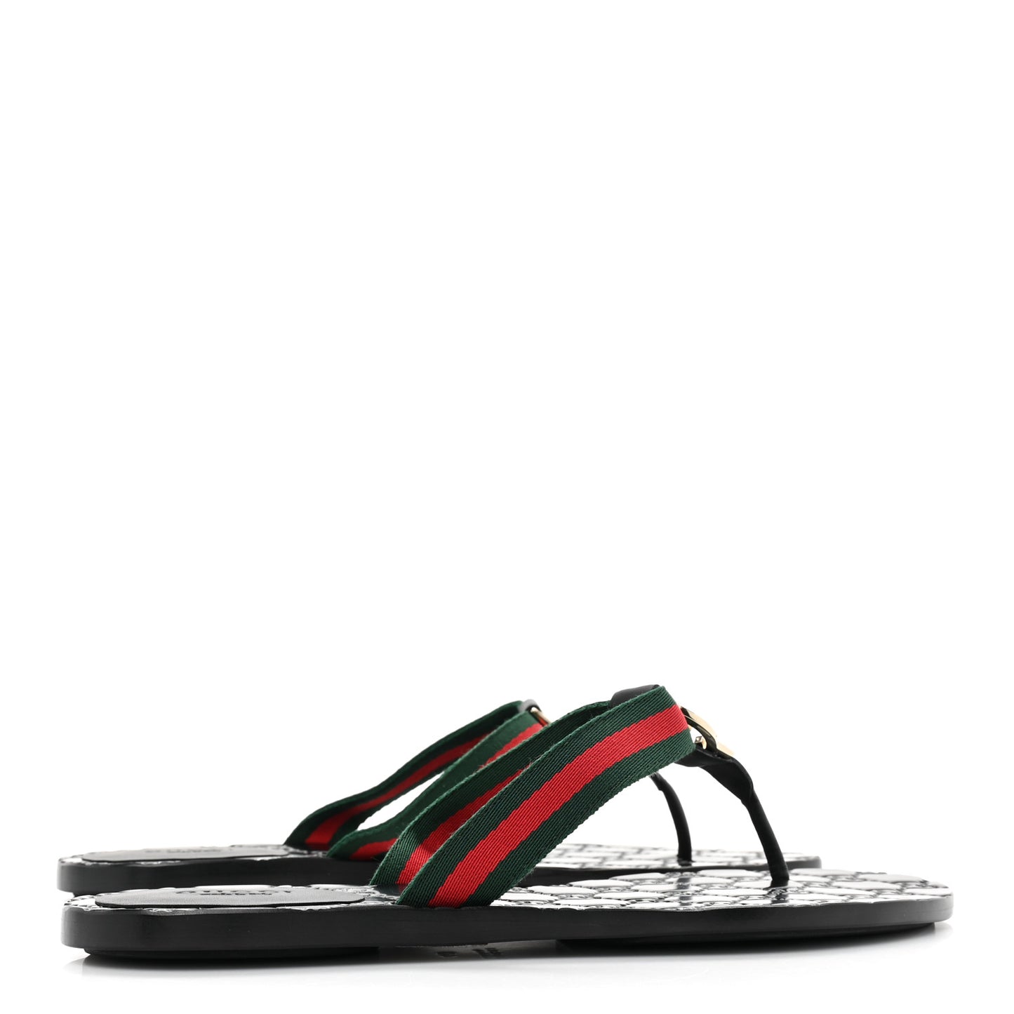 Nylon Guccissima Web Womens Thong Sandals 40 Green Red Black