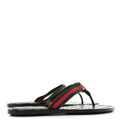 Gucci Nylon Guccissima Web Womens Thong Sandals 40 Green Red Black 4 of 7