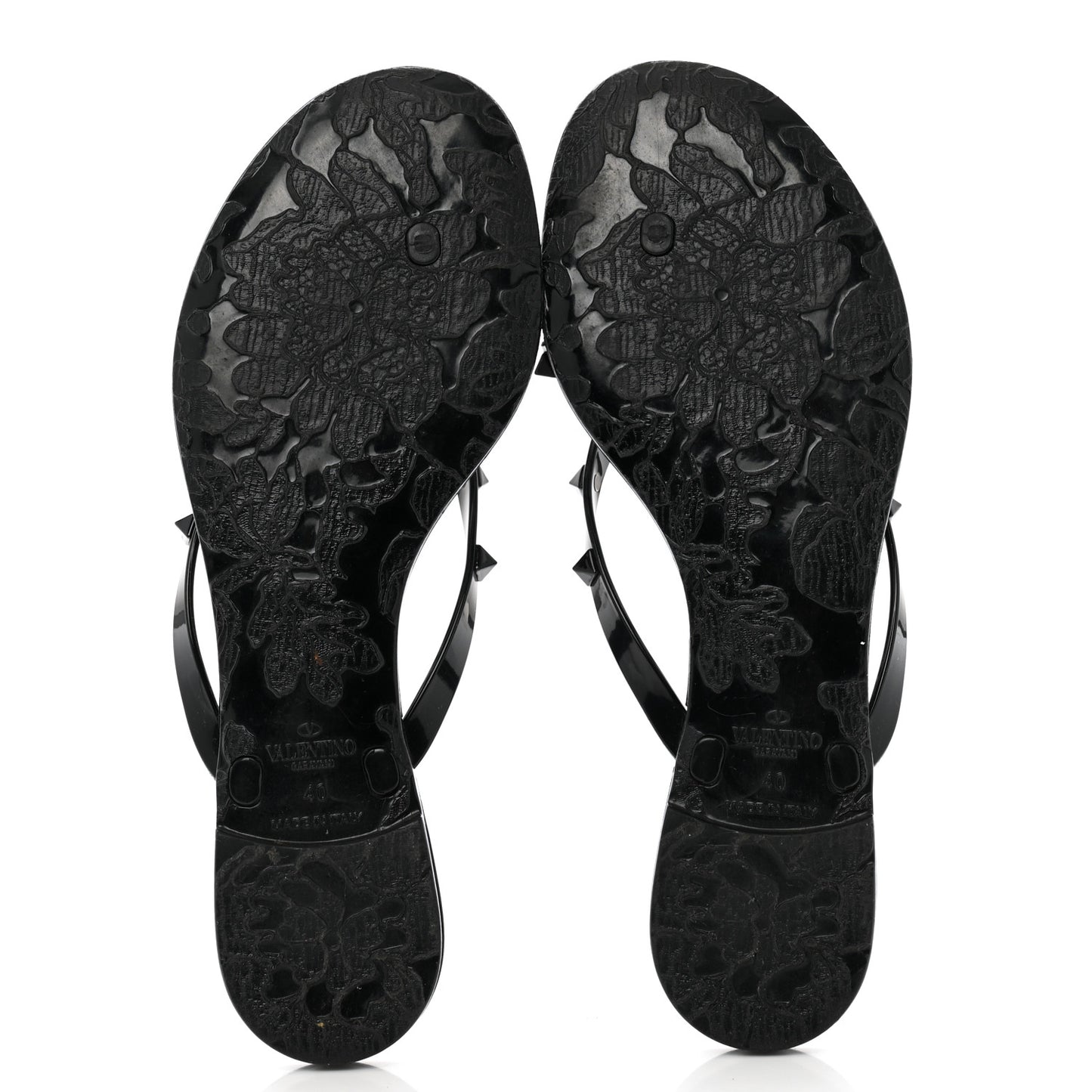 PVC Jelly Rockstud Bow Thong Sandals 40 Black