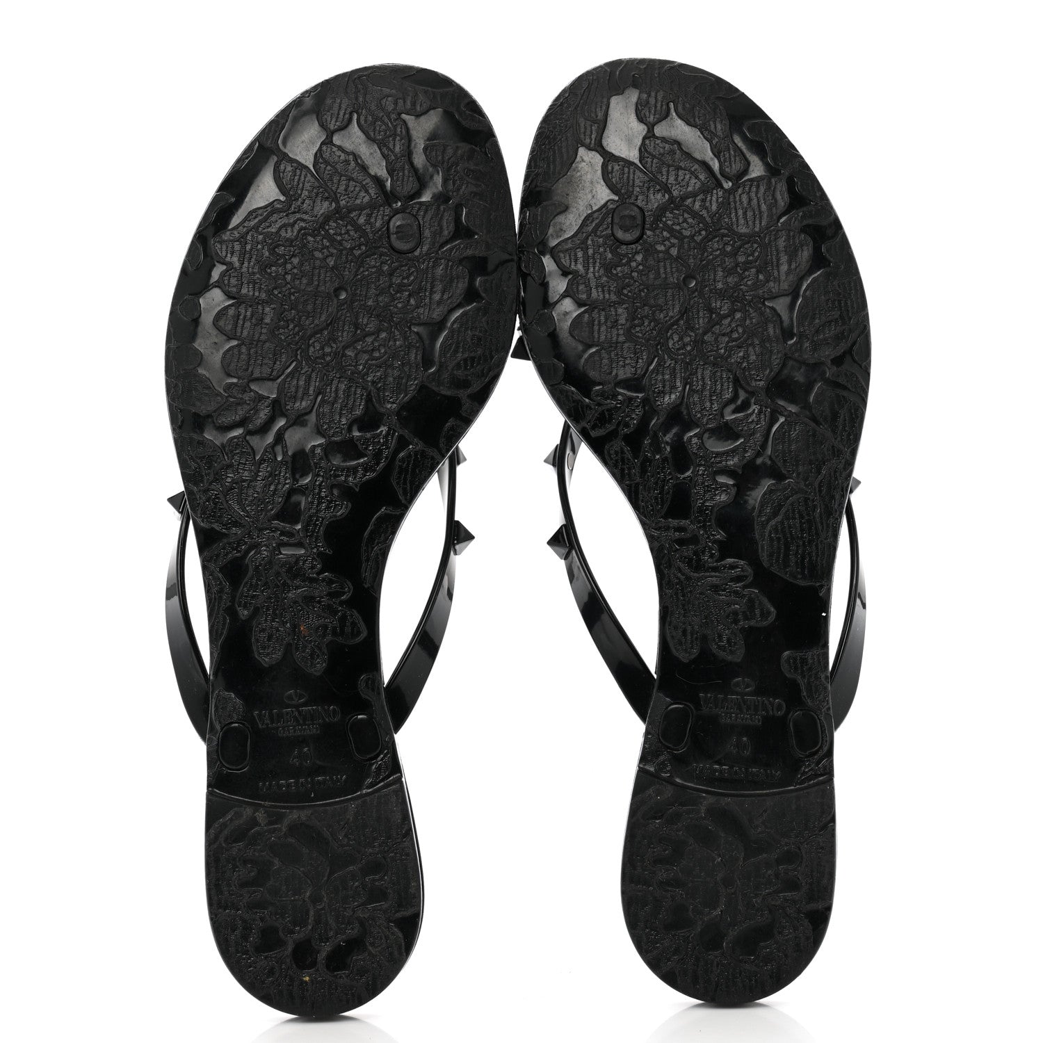 Valentino Garavani PVC Jelly Rockstud Bow Thong Sandals 40 Black 6 of 9