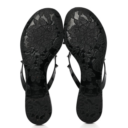Valentino Garavani PVC Jelly Rockstud Bow Thong Sandals 40 Black 6 of 9