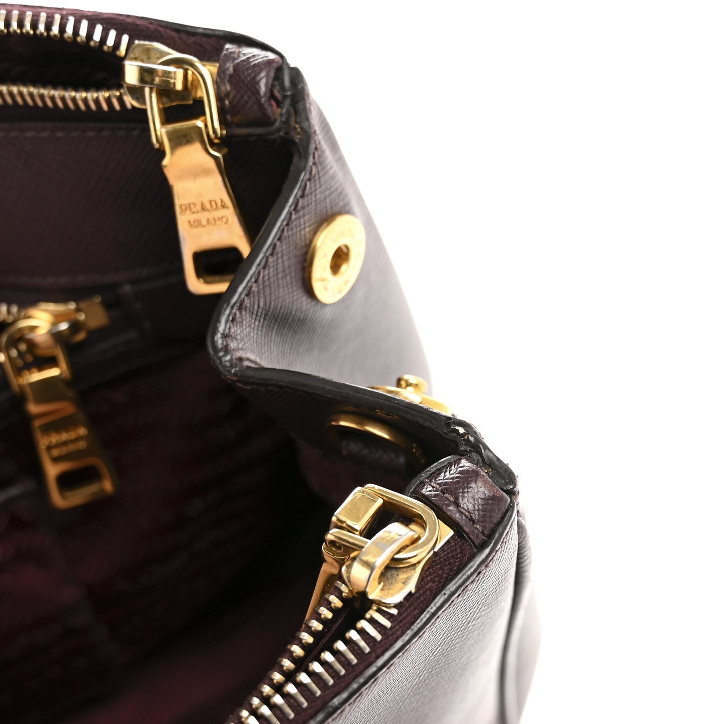 Saffiano Lux Medium Double Zip Tote Bordeaux