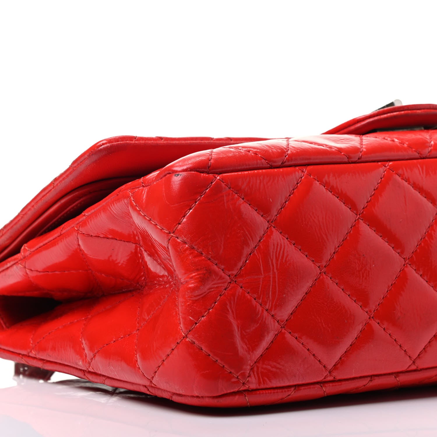 Chanel Distressed Patent Quilted 2.55 Reissue 227 Flap Red 8 of 9