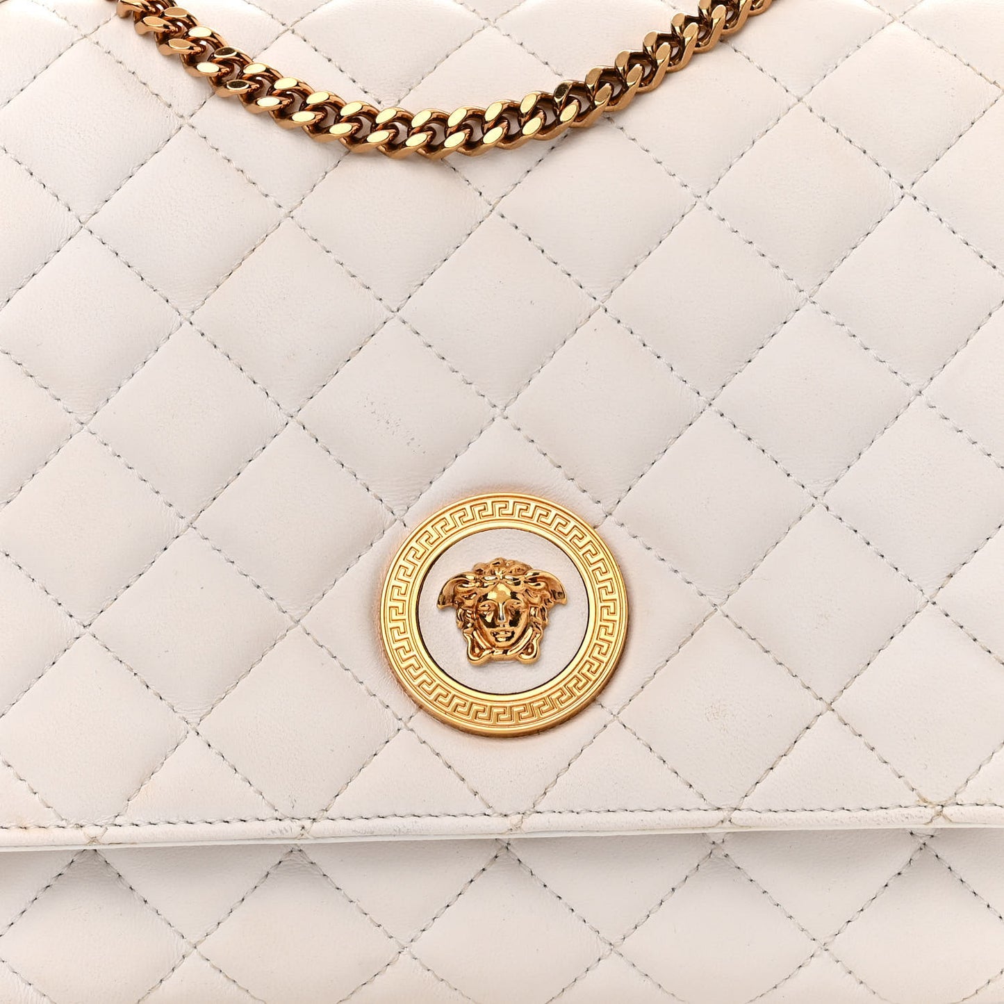 Nappa Quilted La Medusa Chain Crossbody White