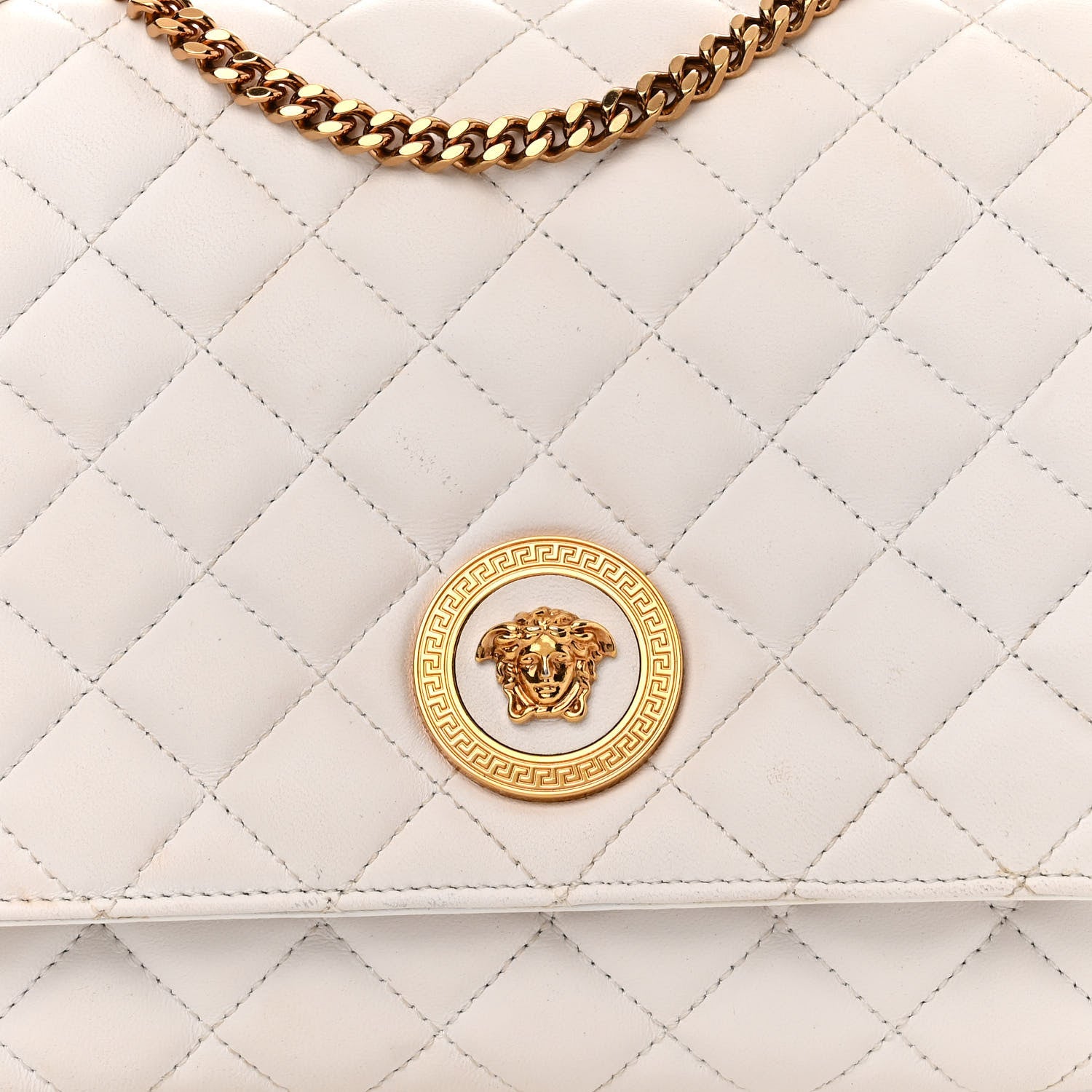 Versace Nappa Quilted La Medusa Chain Crossbody White 8 of 13
