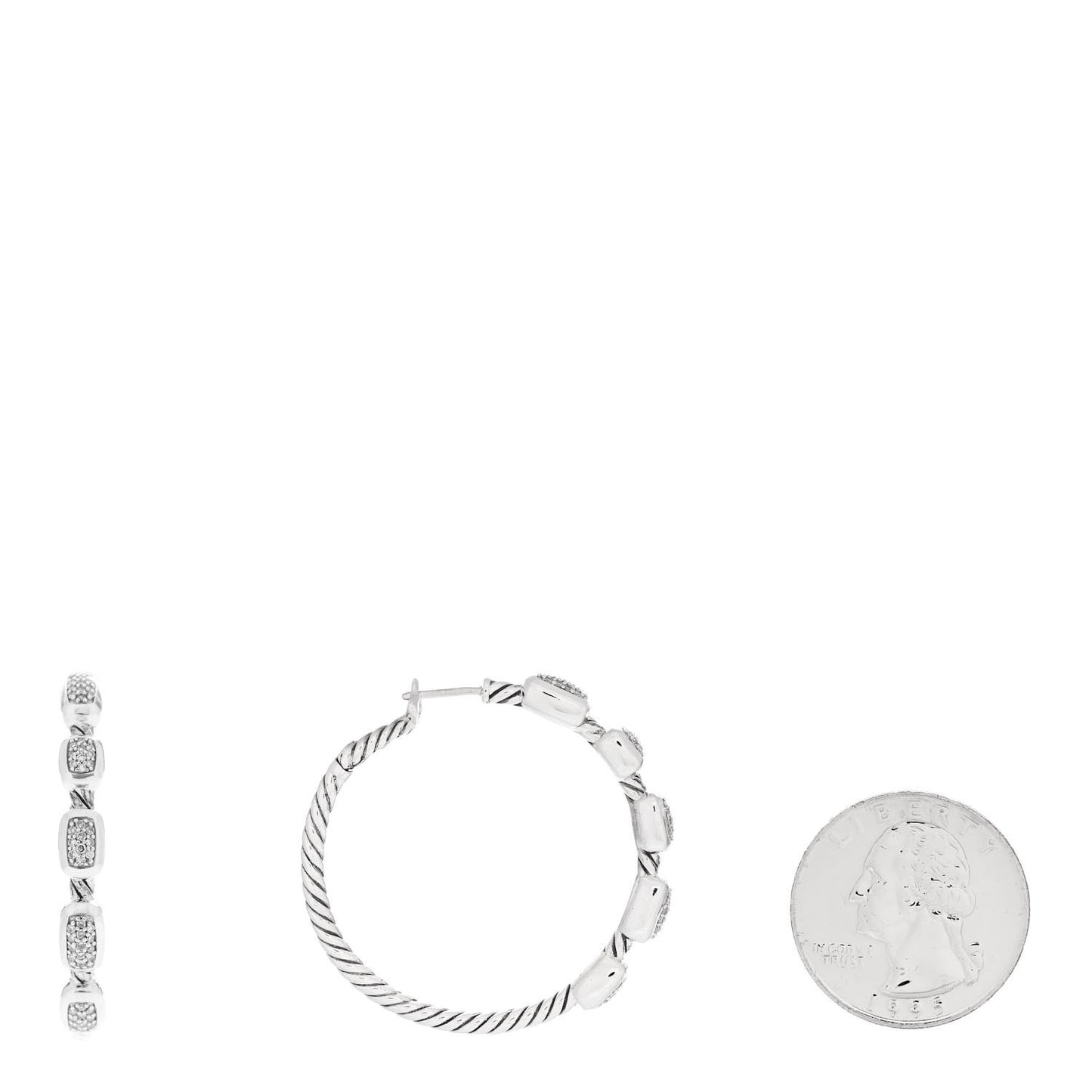 Sterling Silver Diamond Confetti Hoop Earrings
