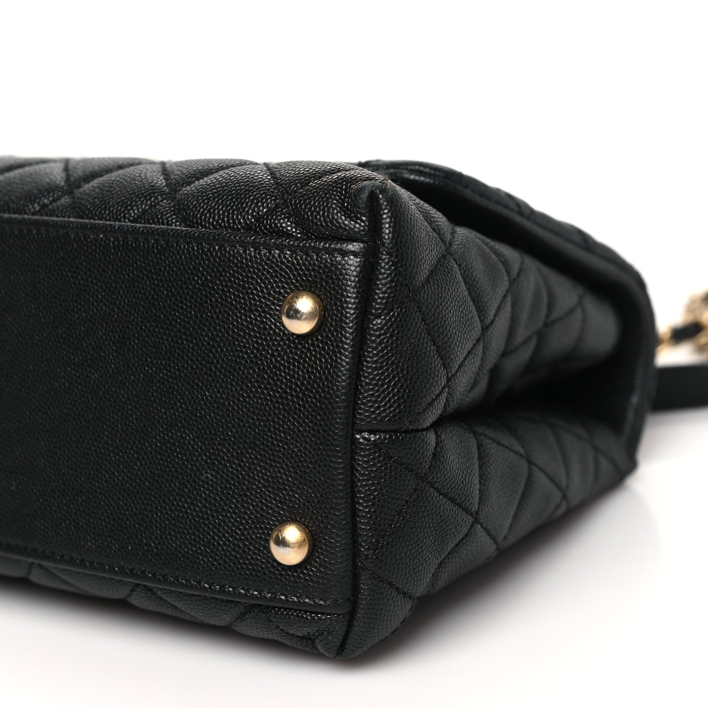 Caviar Lizard Embossed Quilted Small Coco Handle Flap Black