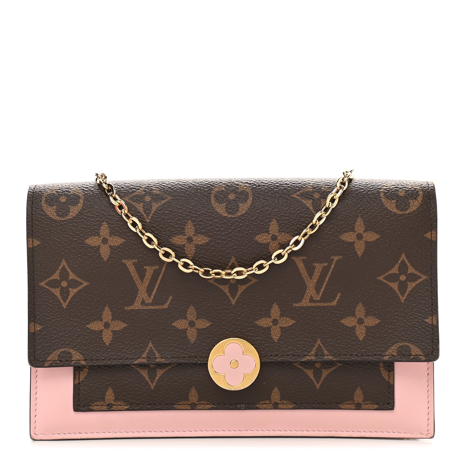 Louis Vuitton Monogram Flore Chain Wallet Rose Ballerine 1 of 12