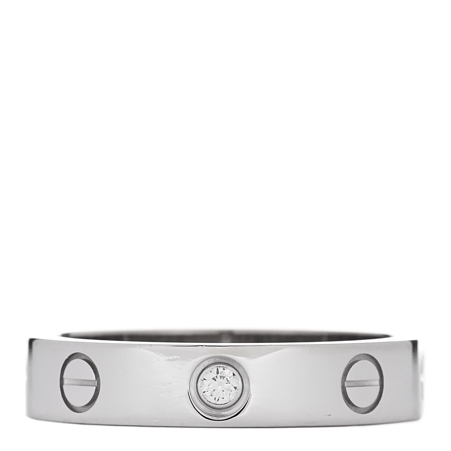 Cartier 18K White Gold Diamond 4mm LOVE Wedding Band Ring 52 6 1 of 4