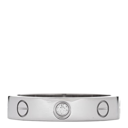 Cartier 18K White Gold Diamond 4mm LOVE Wedding Band Ring 52 6 1 of 4