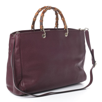 Gucci Calfskin Large Bamboo Shopper Tote Burgundy 2 of 4