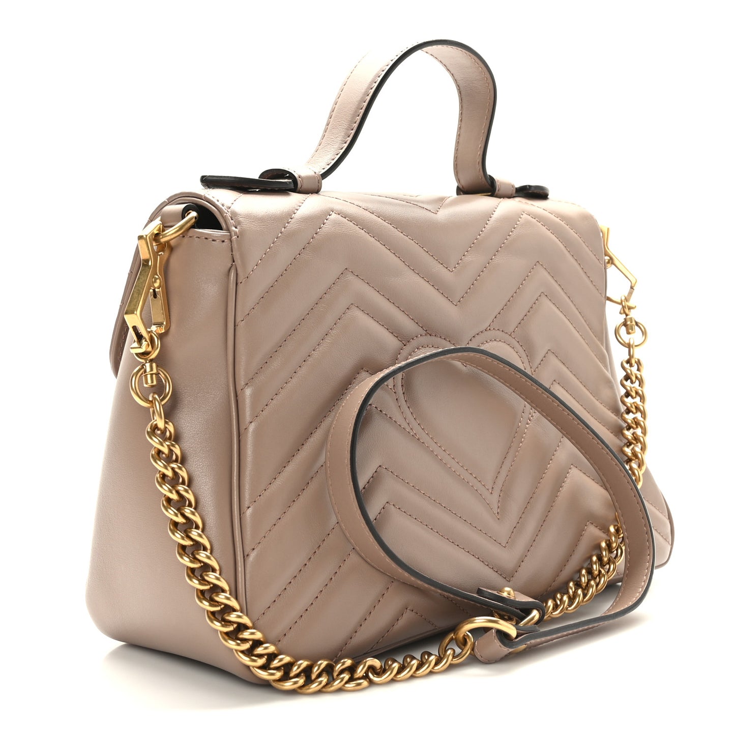 Calfskin Matelasse Small GG Marmont Top Handle Shoulder Bag Porcelain Rose