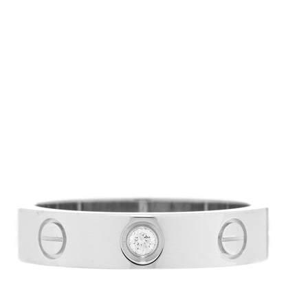 Cartier 18K White Gold Diamond 4mm LOVE Wedding Band Ring 49 4.75 1 of 5