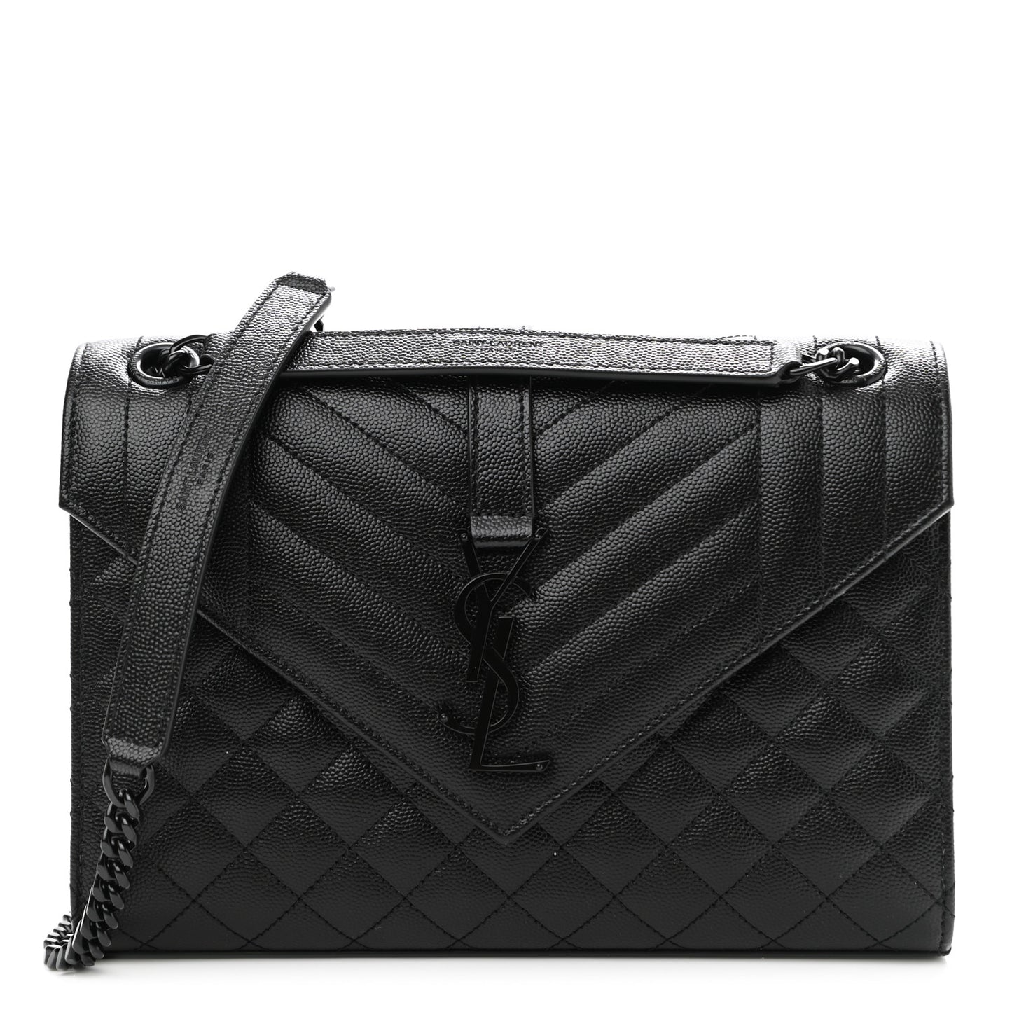 Grain De Poudre Textured Mixed Matelasse Triquilt Medium Monogram Satchel Black