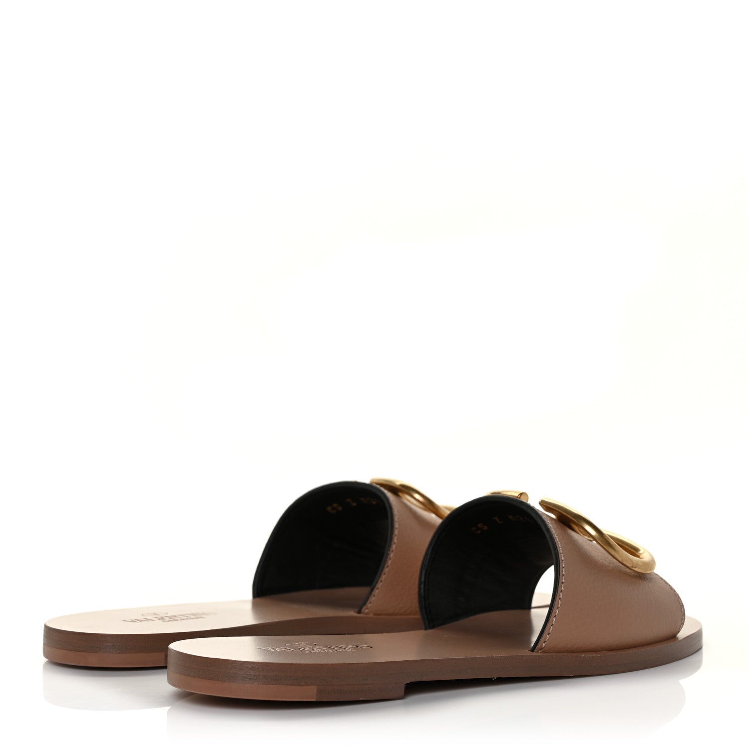 Valentino Garavani Grainy Cowhide Vlogo Flat Slide Sandals 36 Rose Cannelle 4 of 9