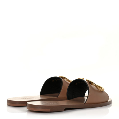 Valentino Garavani Grainy Cowhide Vlogo Flat Slide Sandals 36 Rose Cannelle 4 of 9