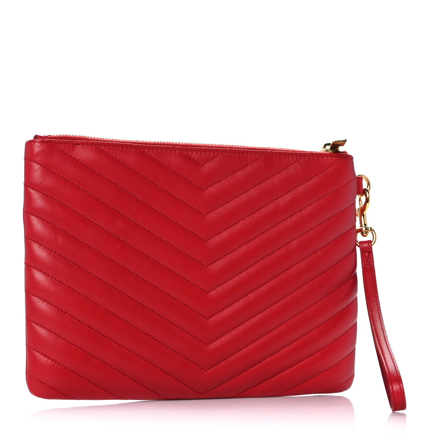Saint Laurent Calfskin Matelasse Chevron Monogram A5 Wristlet Bandana Red 3 of 10