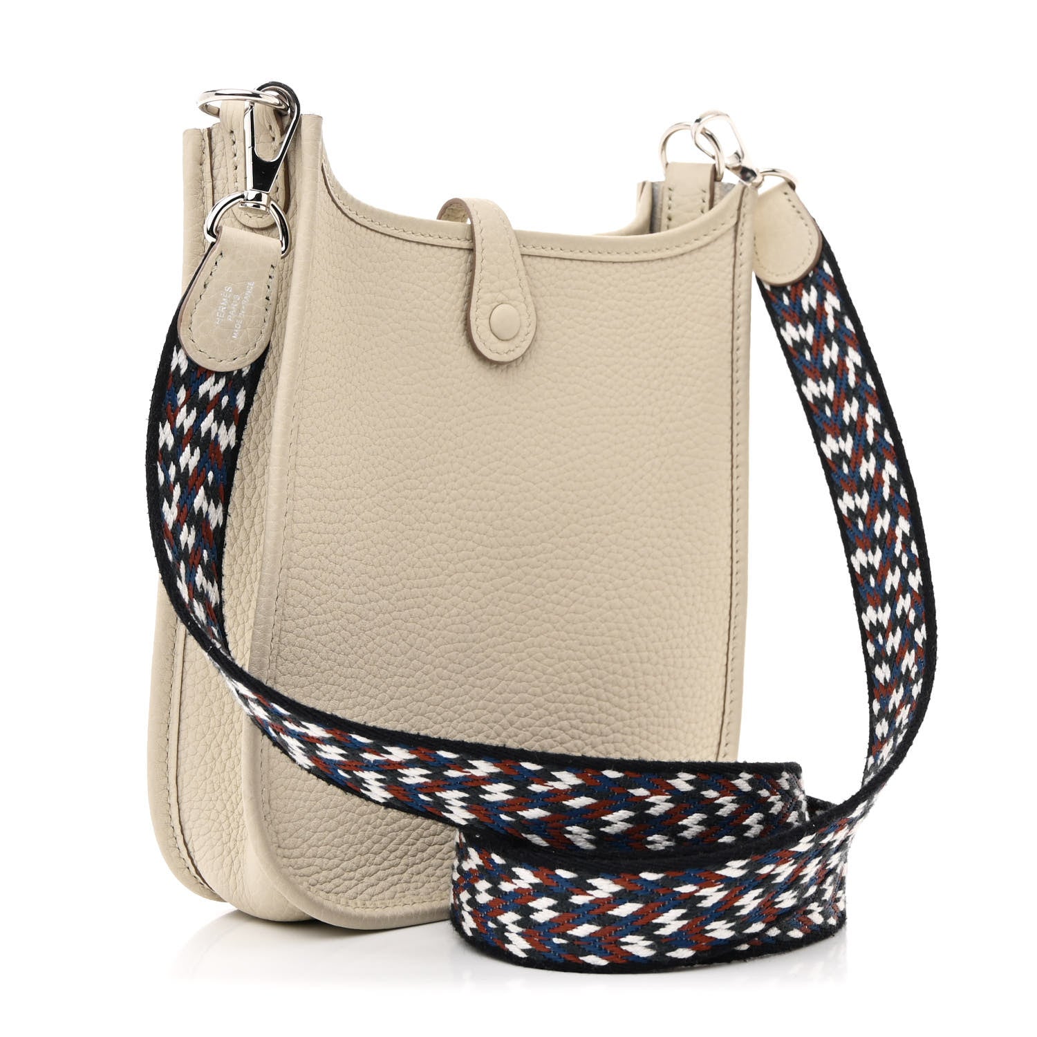 Hermes Taurillon Clemence Zigzag Evelyne TPM Beton Black White Deep Bleu 3 of 11