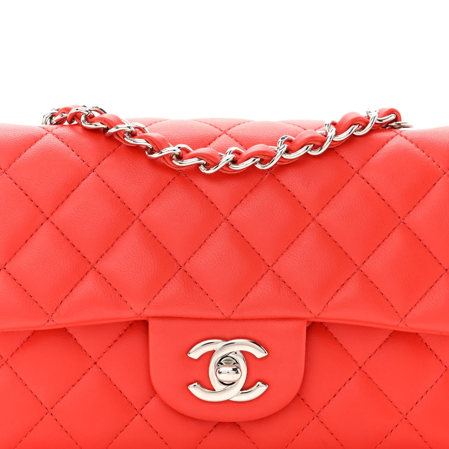 Chanel Lambskin Quilted Mini Rectangular Flap Red 8 of 12