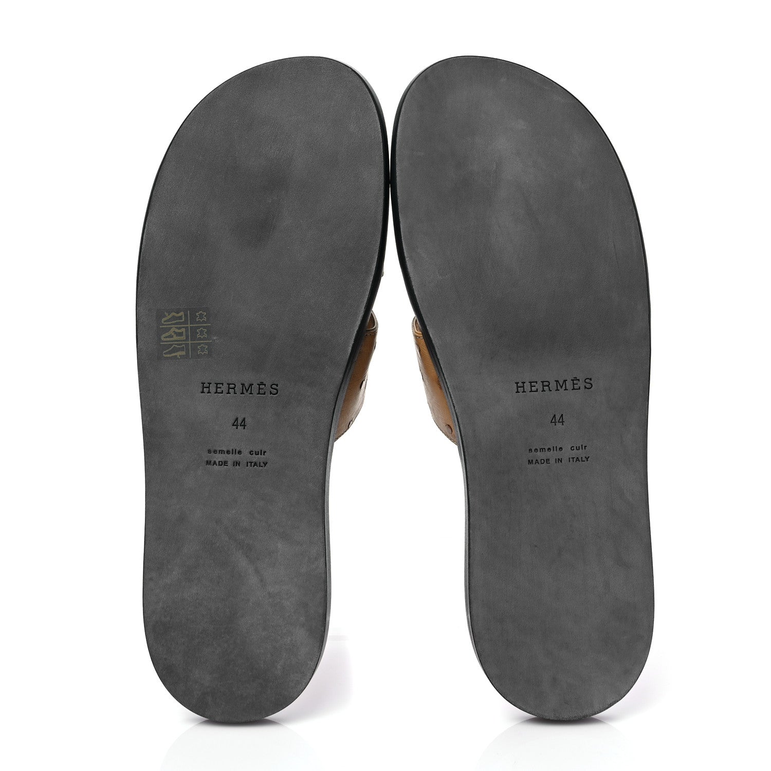 Hermes Ostrich Mens Izmir Sandals 44 Brun Fauve 5 of 9