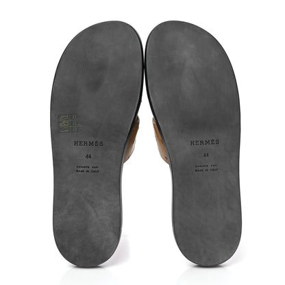 Hermes Ostrich Mens Izmir Sandals 44 Brun Fauve 5 of 9
