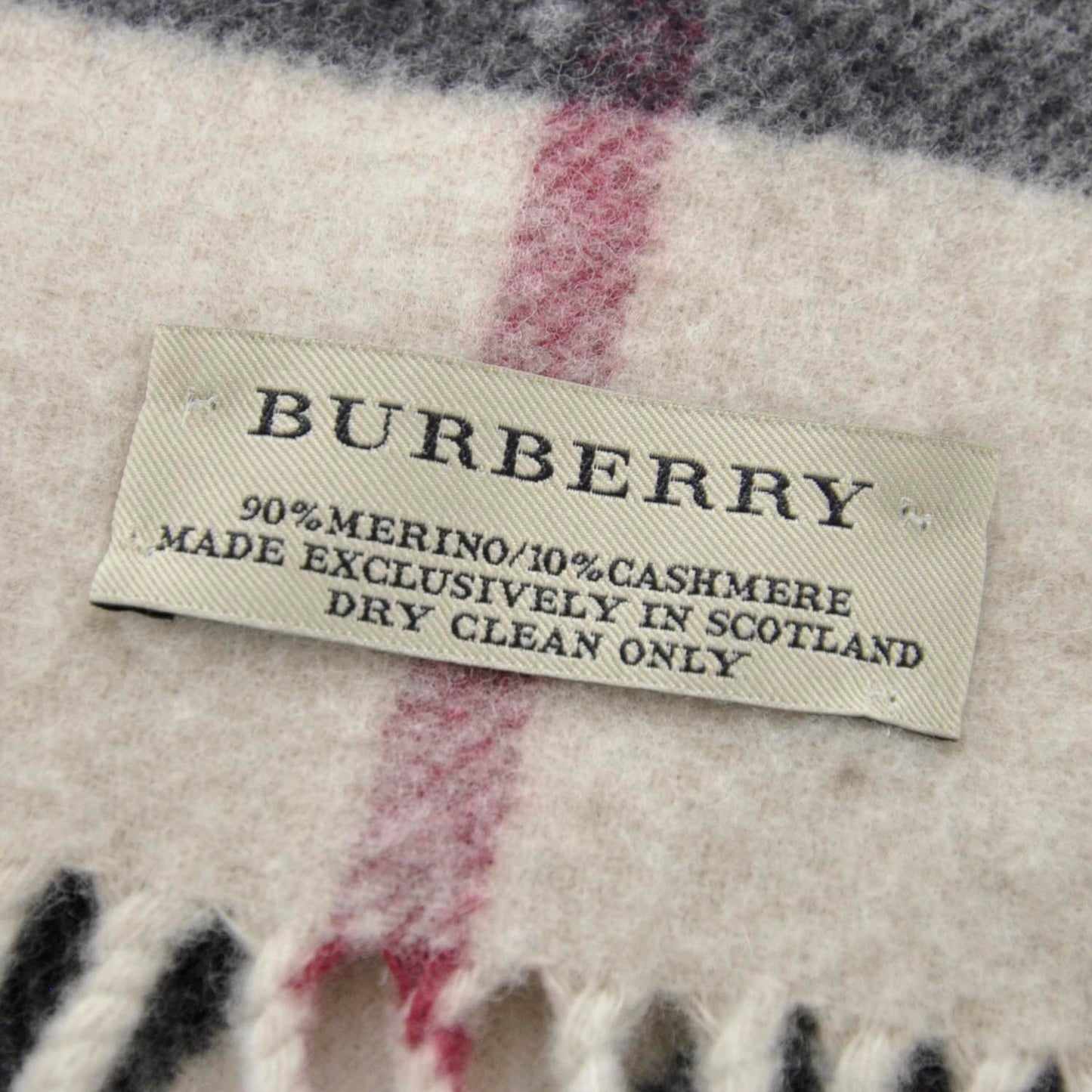 Cashmere Wool Check Fringe Scarf