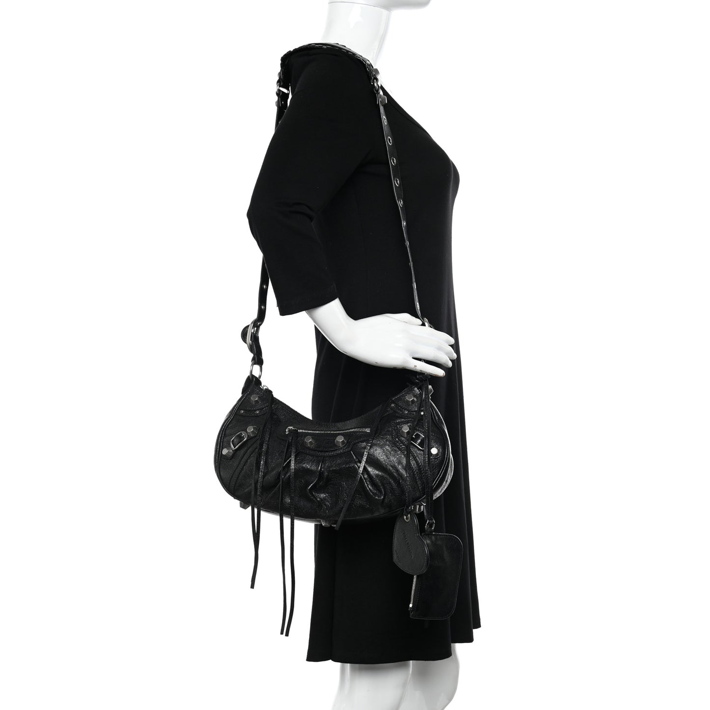 Agneau Arena Small Le Cagole Shoulder Bag Black