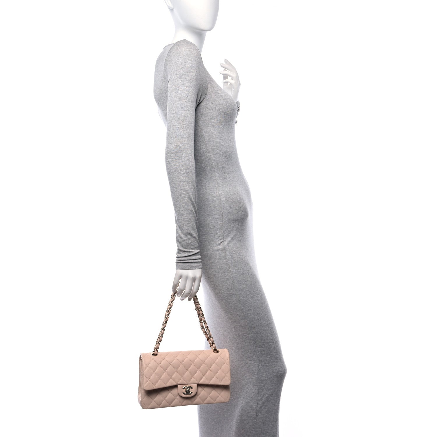 Chanel Caviar Quilted Medium Double Flap Light Beige 2 of 12
