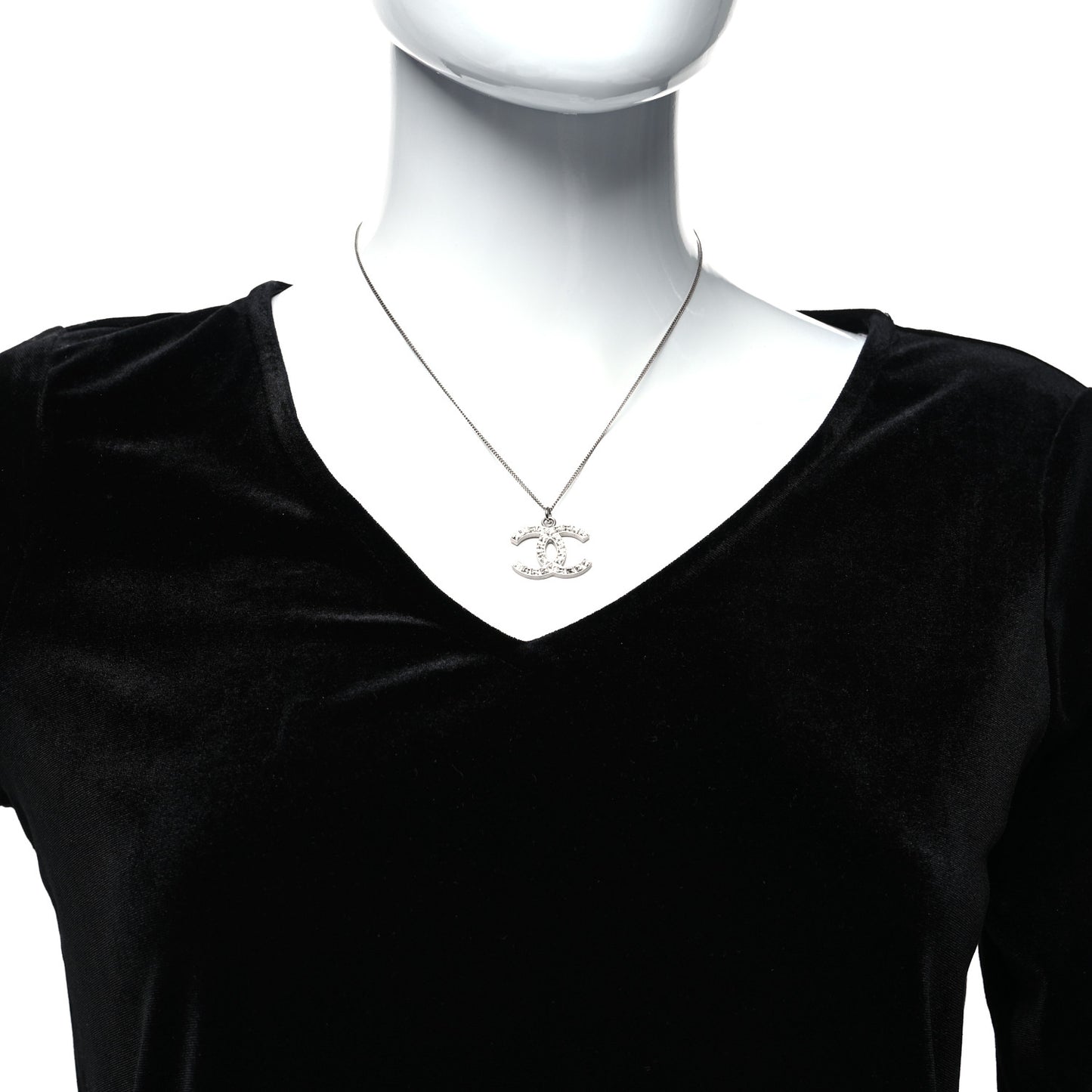 Baguette Crystal CC Necklace Silver