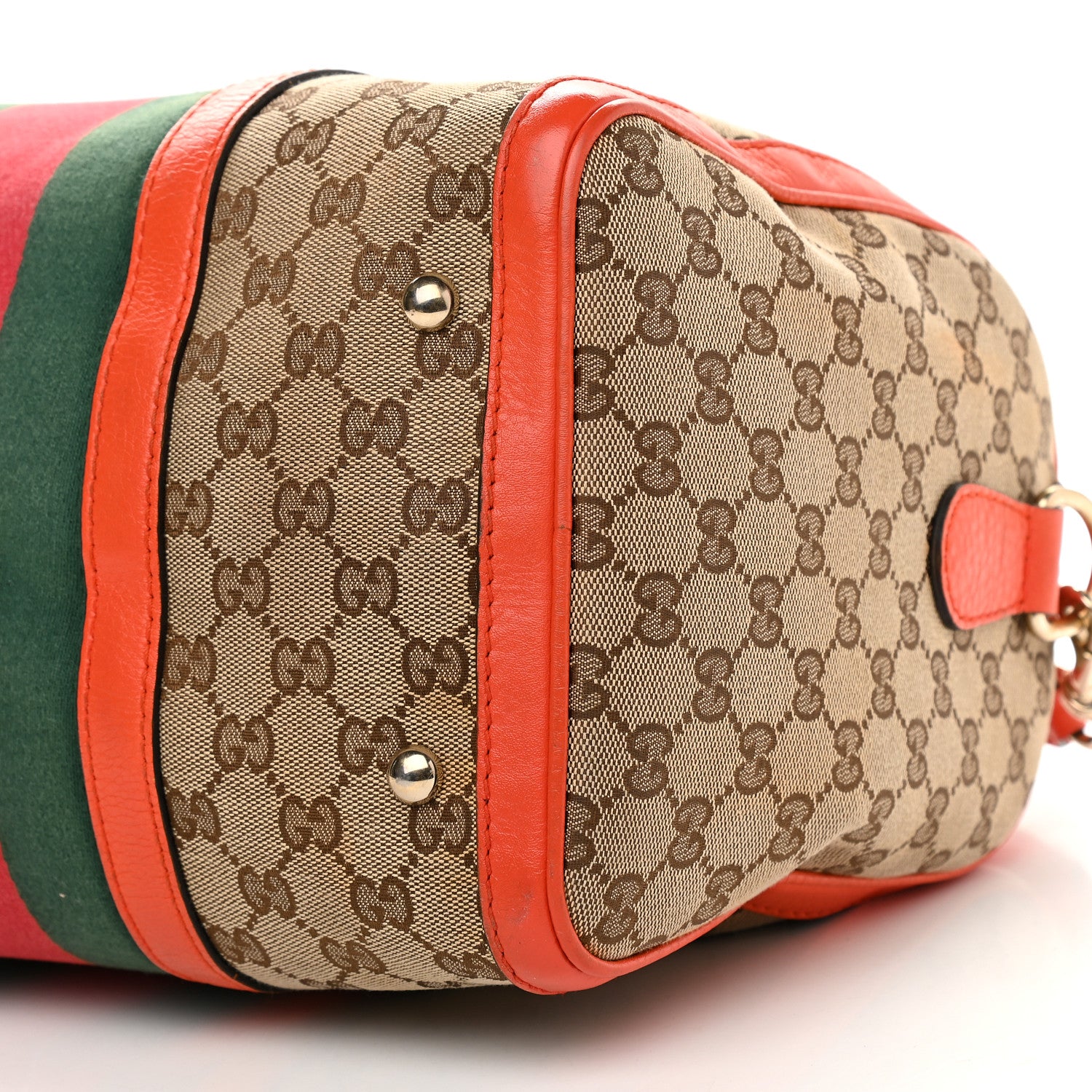 Gucci Monogram Vintage Web Medium Boston Orange 8 of 14