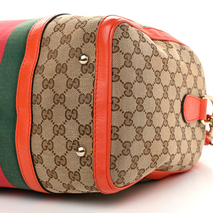 Gucci Monogram Vintage Web Medium Boston Orange 8 of 14