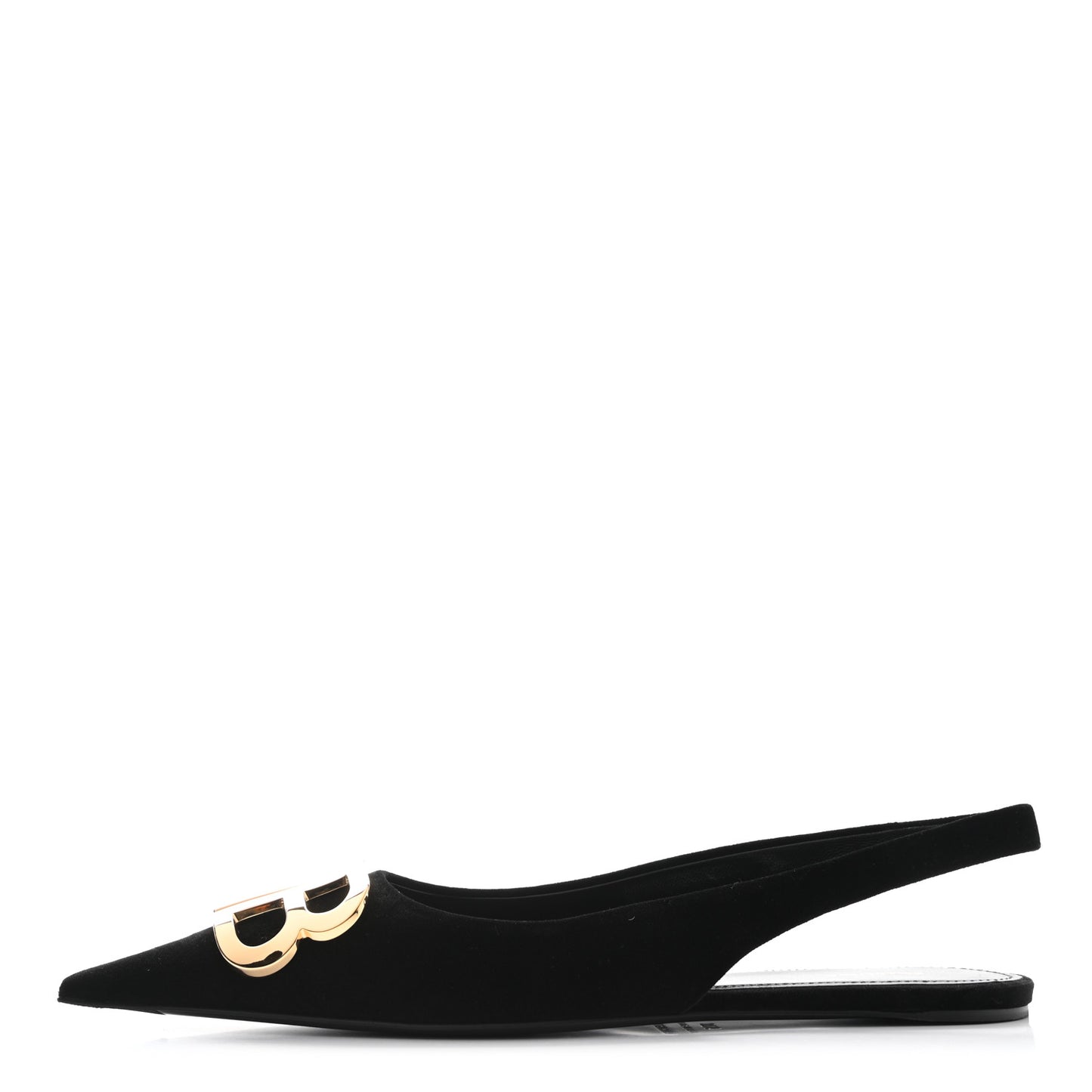 Velvet BB Knife Pointy Toe Slingback Flats 37.5 Black