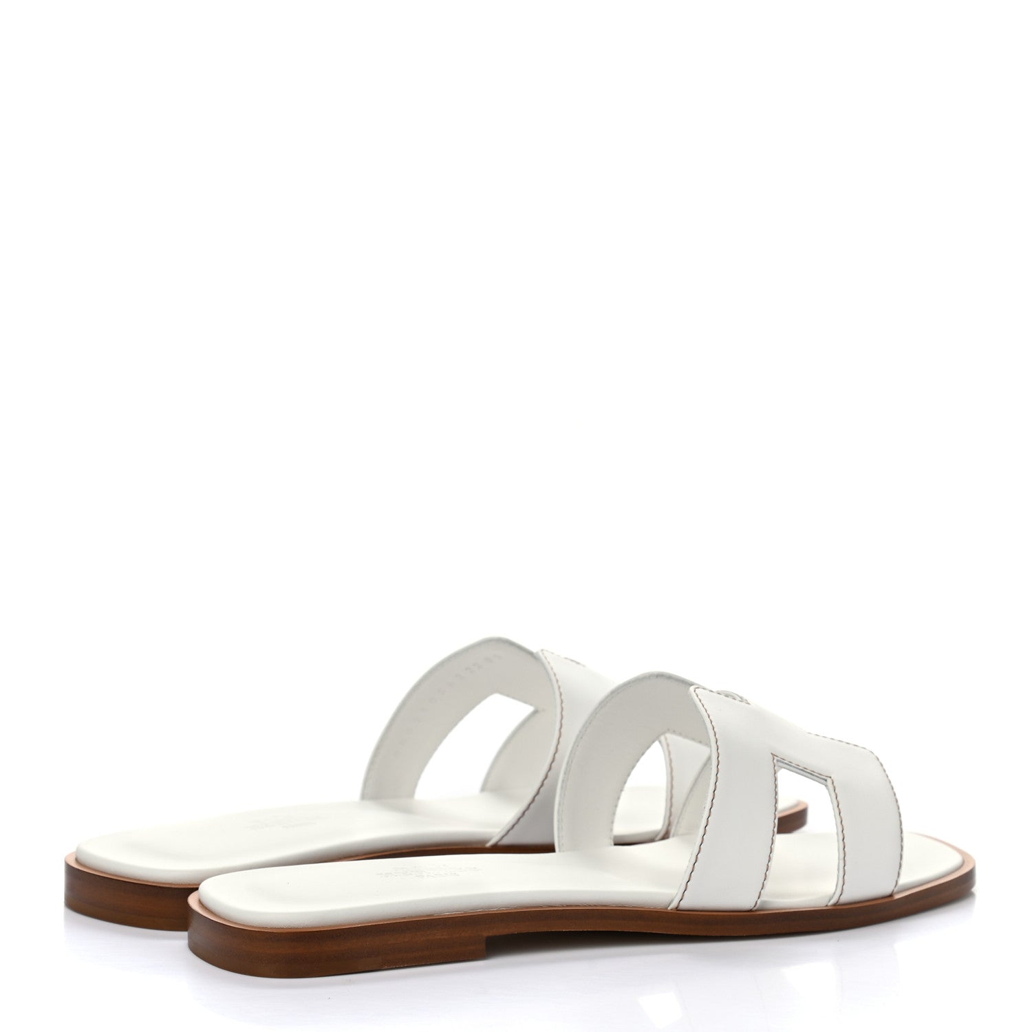 Hermes Box Calfskin Oran Sandals 37 White 4 of 9