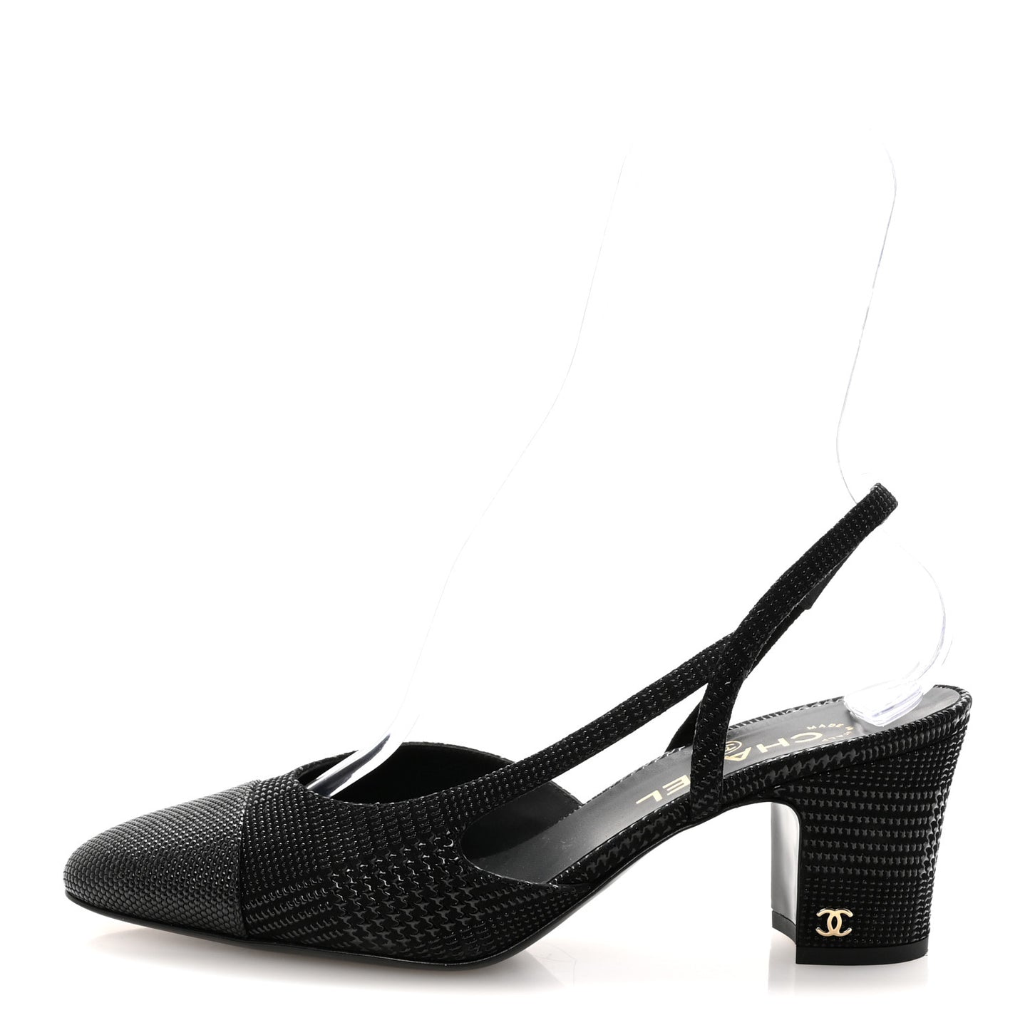 Suede Kidskin Cap Toe CC Slingback Pumps 40 Black