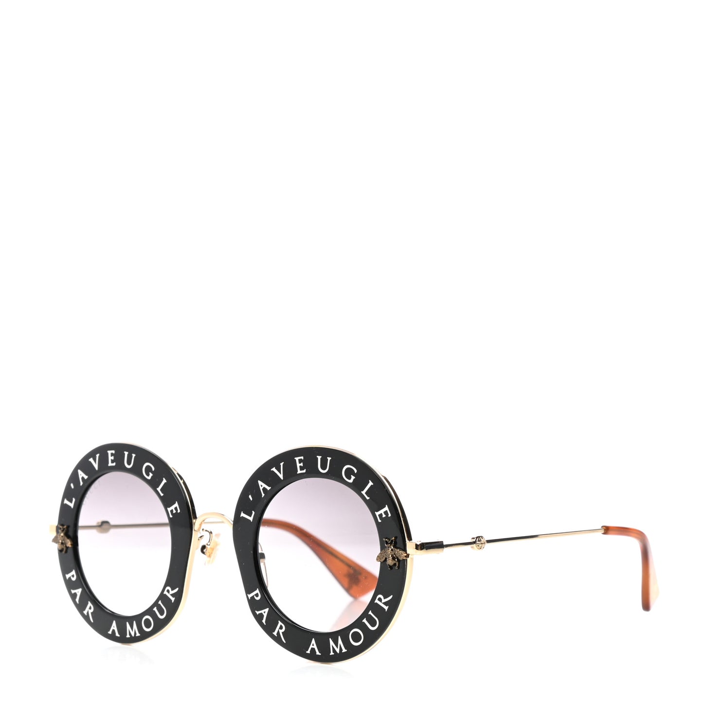 Metal L'Aveugle Par Amour Round Frame Sunglasses GG0113S Black