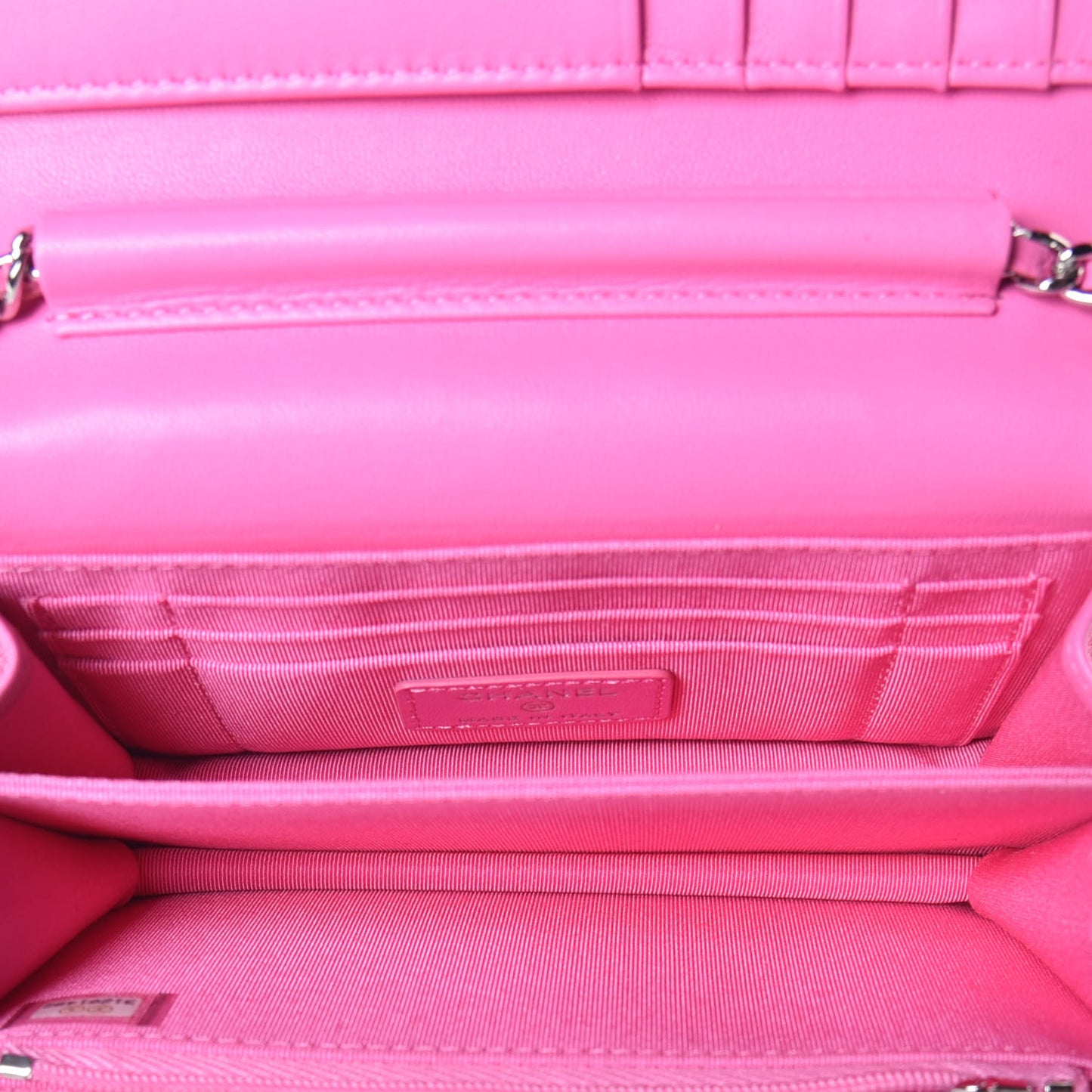 Lambskin Quilted Mini Wallet On Chain WOC Pink