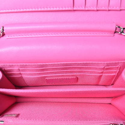 Chanel Lambskin Quilted Mini Wallet On Chain WOC Pink 5 of 10
