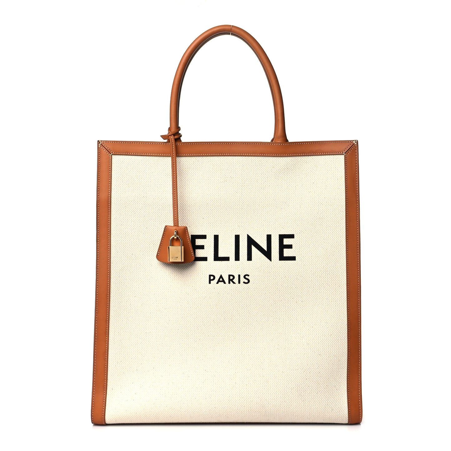 Canvas Calfskin Vertical Cabas Natural Tan