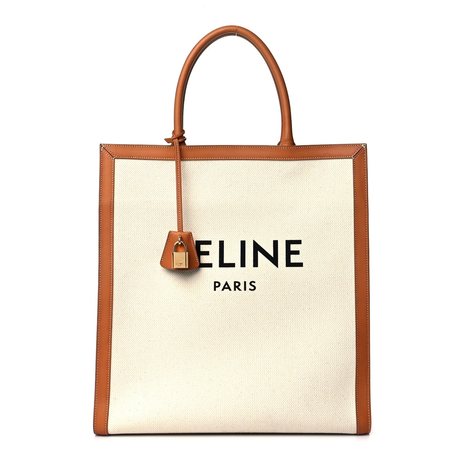 Celine Canvas Calfskin Vertical Cabas Natural Tan 1 of 11