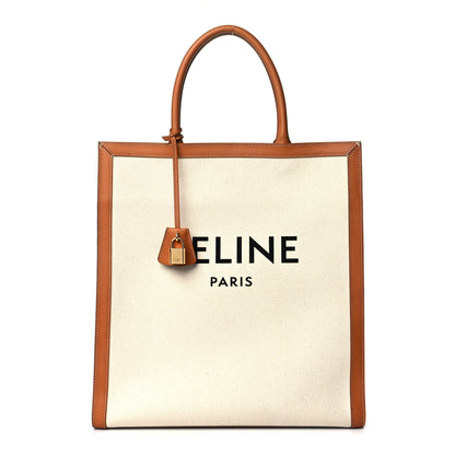 Celine Canvas Calfskin Vertical Cabas Natural Tan 1 of 11