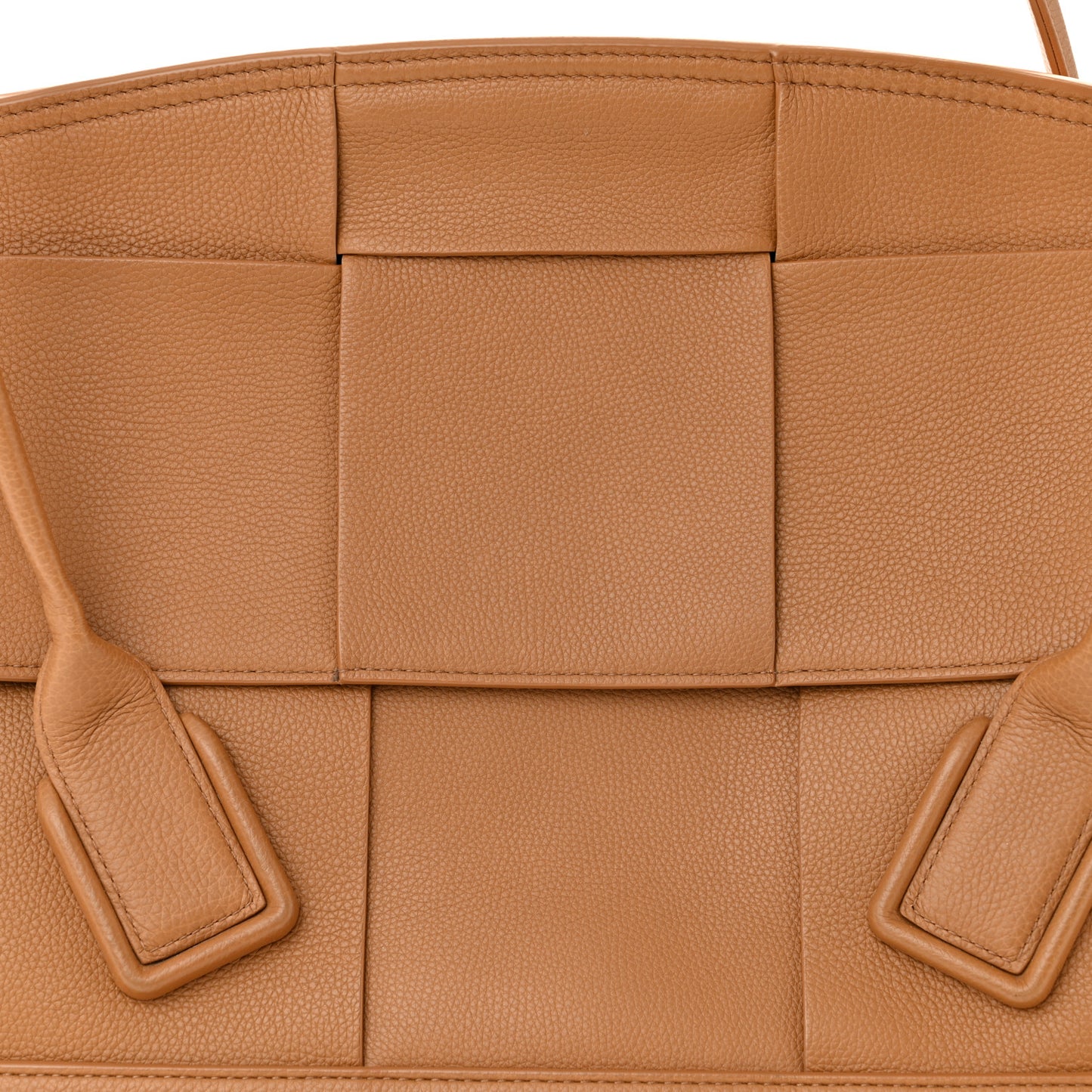 Grained Calfskin Maxi Intrecciato Medium Arco Caramel