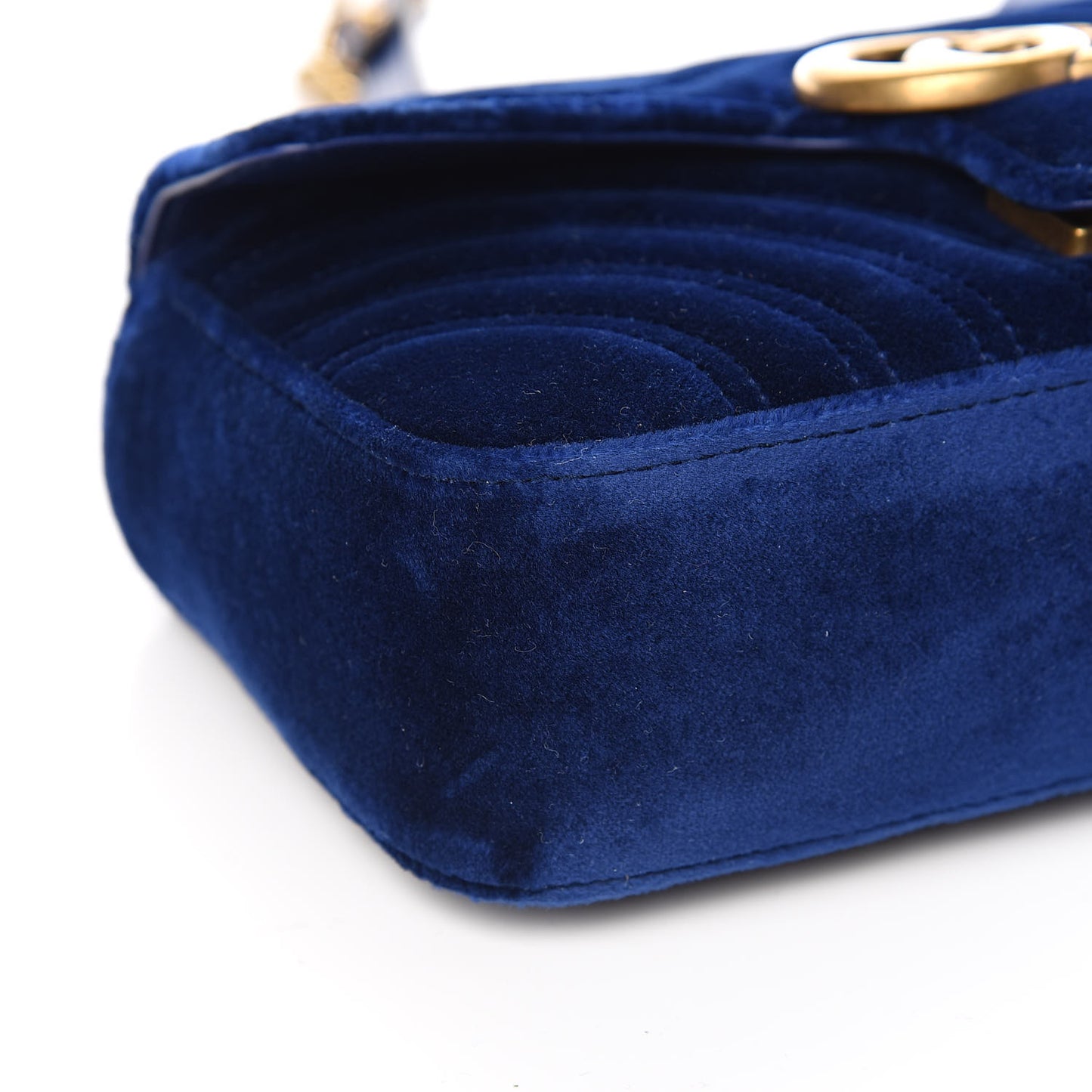 Velvet Matelasse Mini GG Marmont Shoulder Bag Cobalt Blue