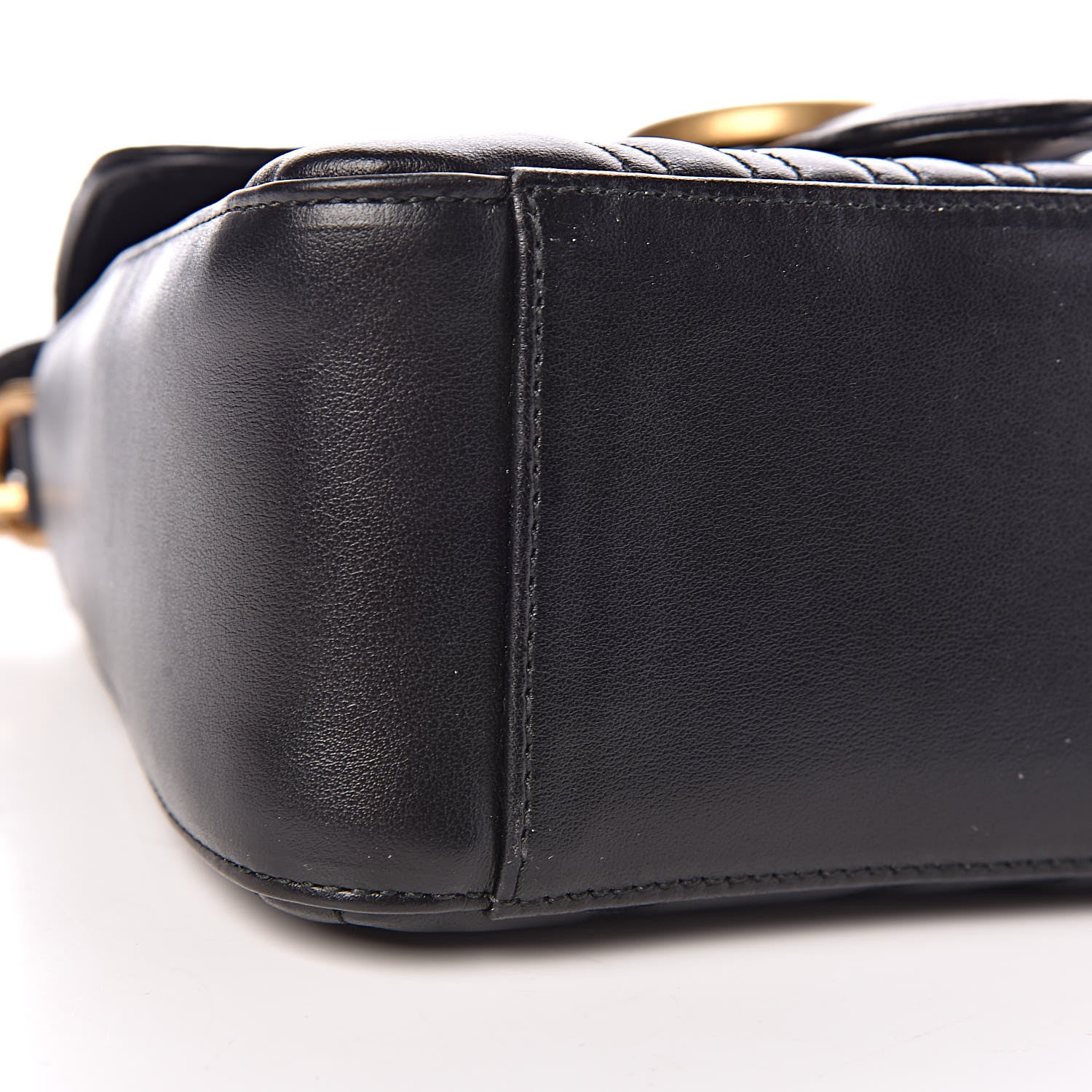 Gucci Calfskin Matelasse Mini GG Marmont Top Handle Shoulder Bag Black 8 of 10