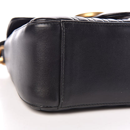 Gucci Calfskin Matelasse Mini GG Marmont Top Handle Shoulder Bag Black 8 of 10