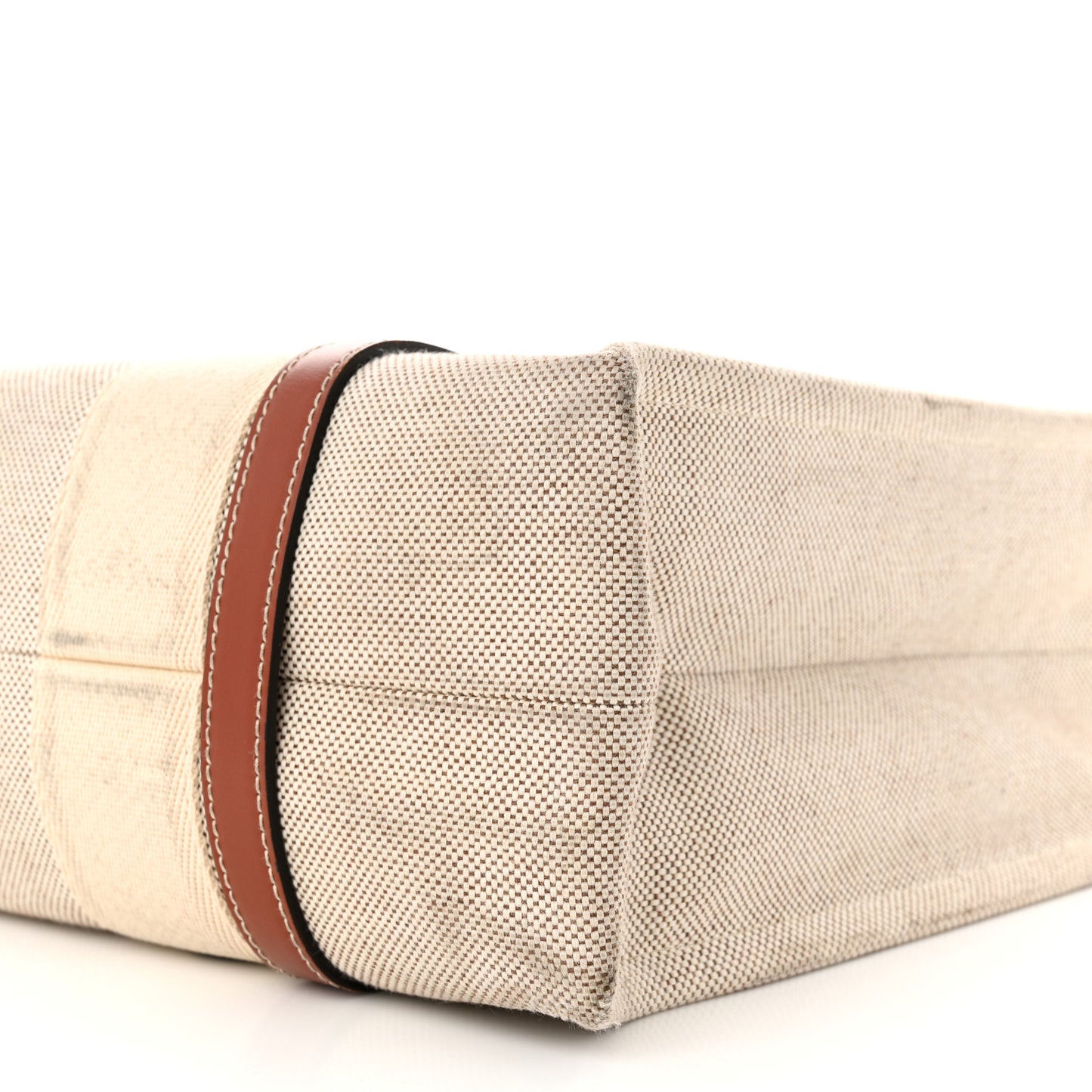 Cotton Calfskin Medium Woody Ribbon Tote White Brown