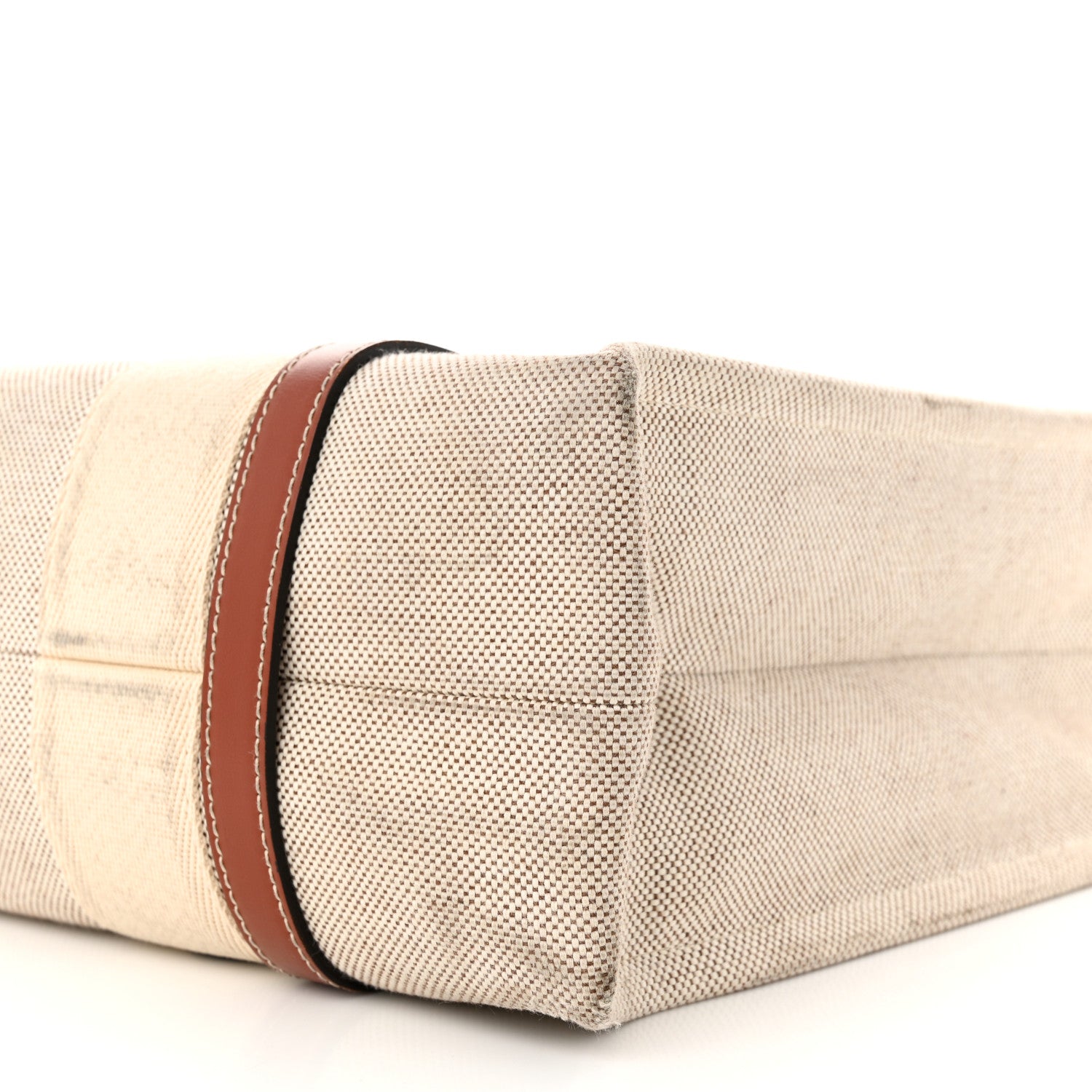 Chloe Cotton Calfskin Medium Woody Ribbon Tote White Brown 12 of 13