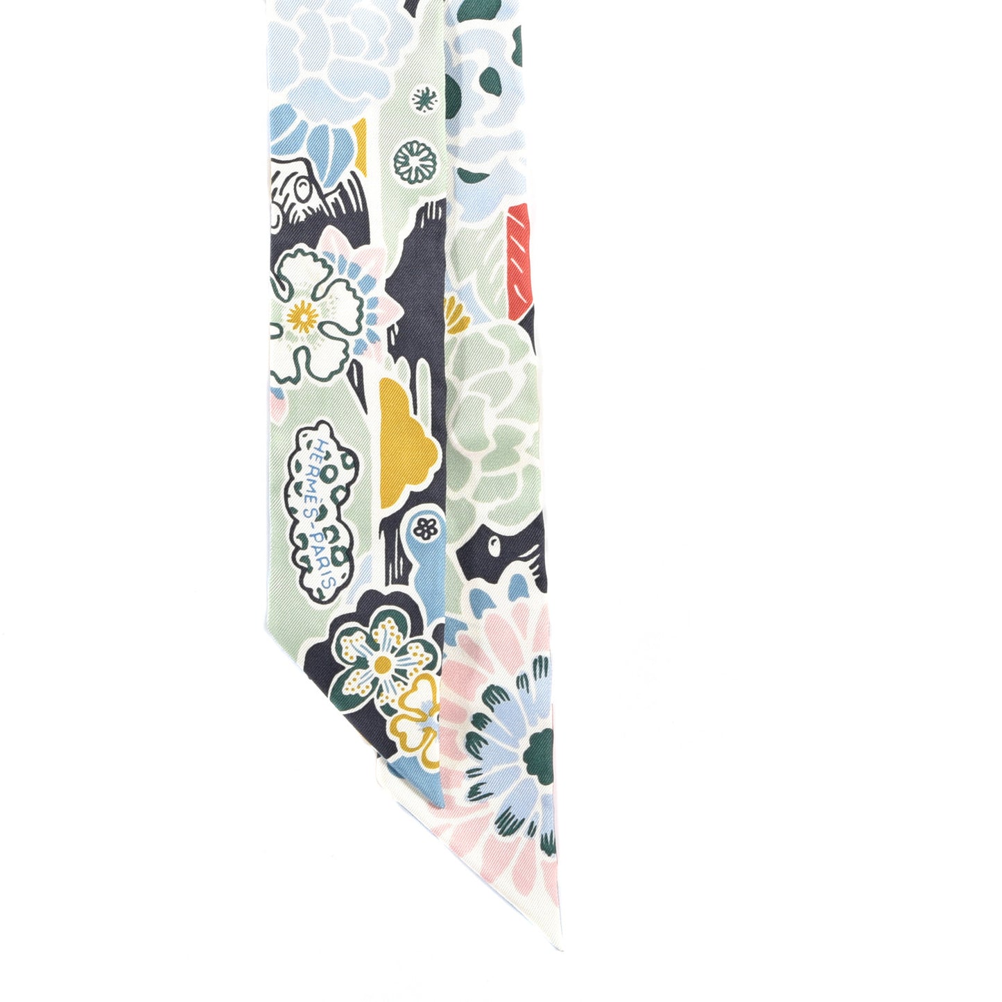 Silk Bingata Twilly Bleu Ciel Vert Rose