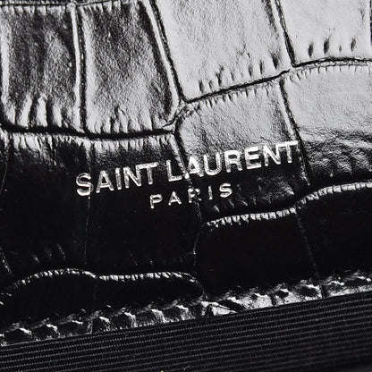 Saint Laurent Calfskin Crocodile Embossed Medium Classic Monogram Kate Tassel Satchel Black 6 of 8